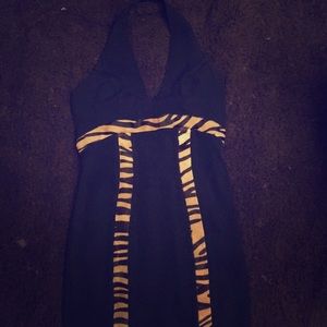 Little Black Dress with Leather Hide Trim Size 2